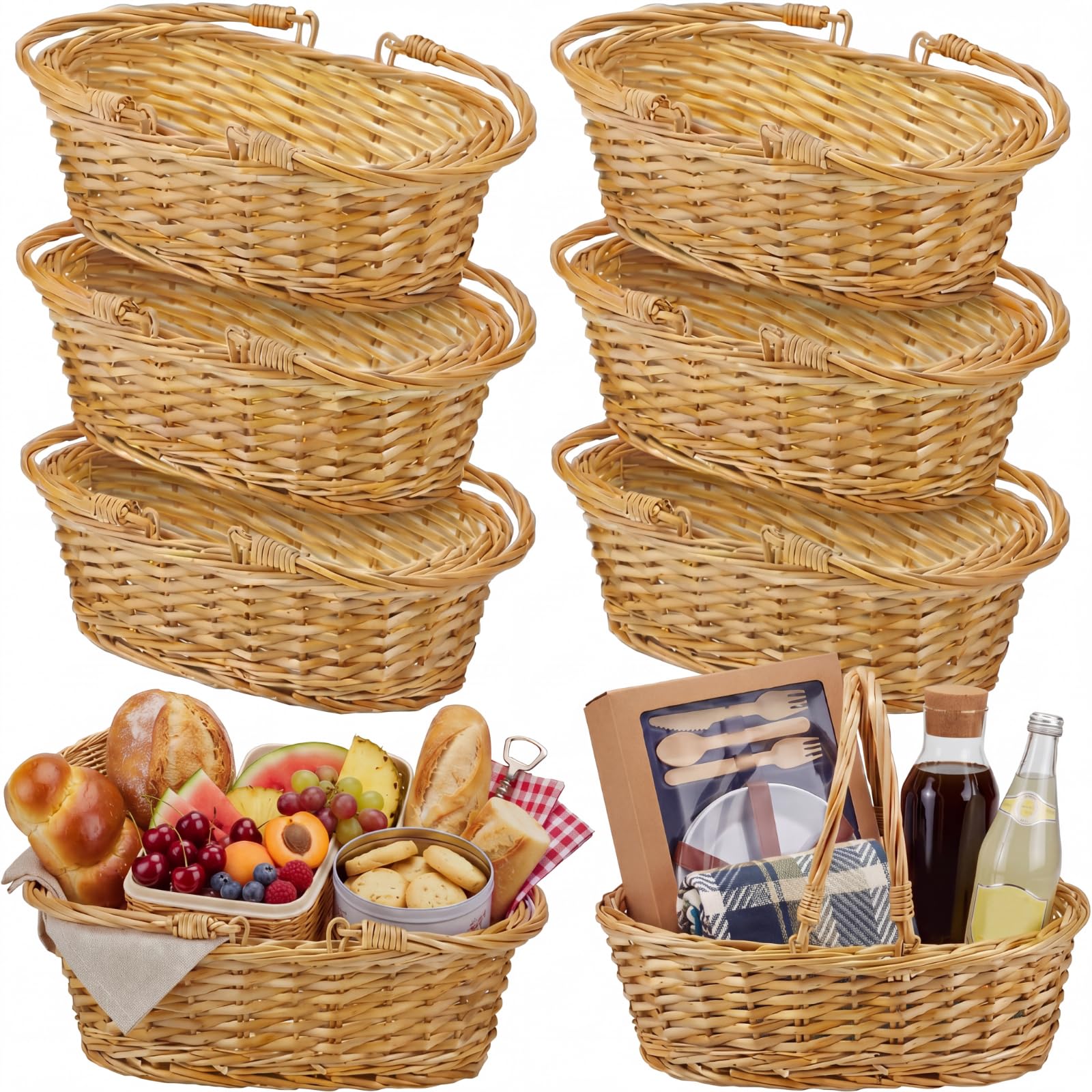 【最安値‼️】ROUND TRIP BASKET Amazon.com: Sintuff 6 Pcs Small Wicker Picnic Basket with Handle